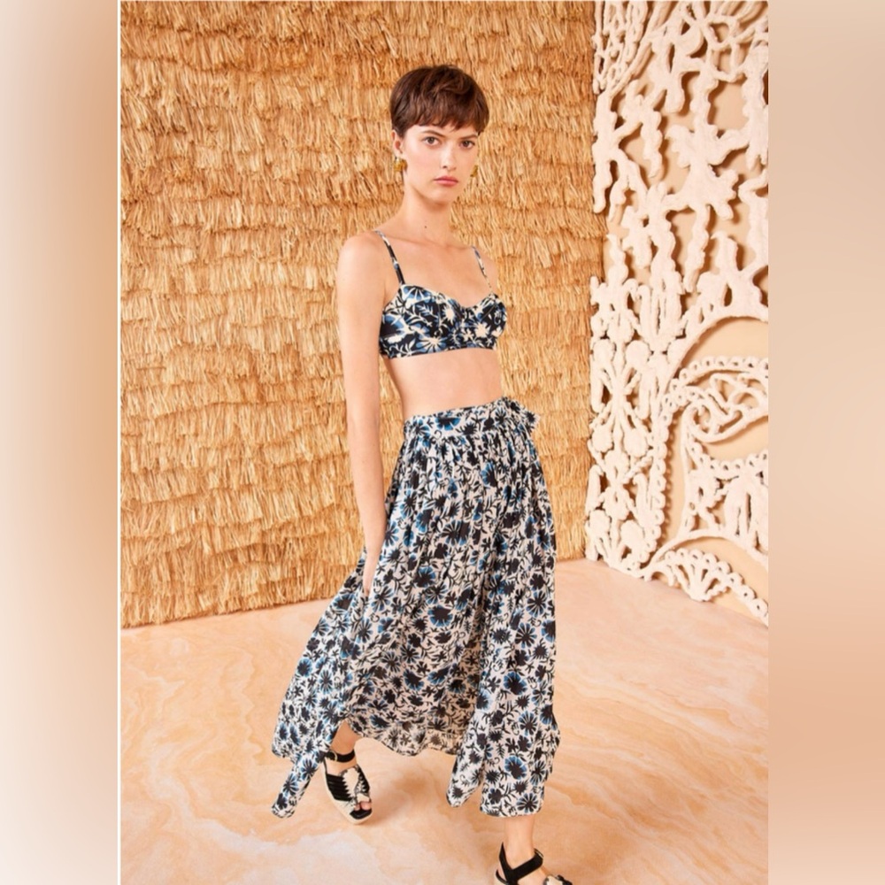 NWT Ulla Johnson Suri Coverup Seaholly Blue Floral Printed Skirt Coverup 🪻